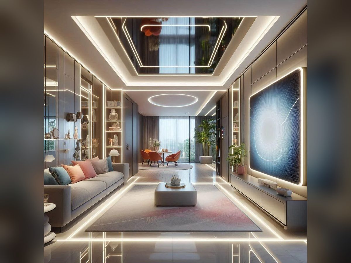 Cove and ceiling line in the lobby and suites