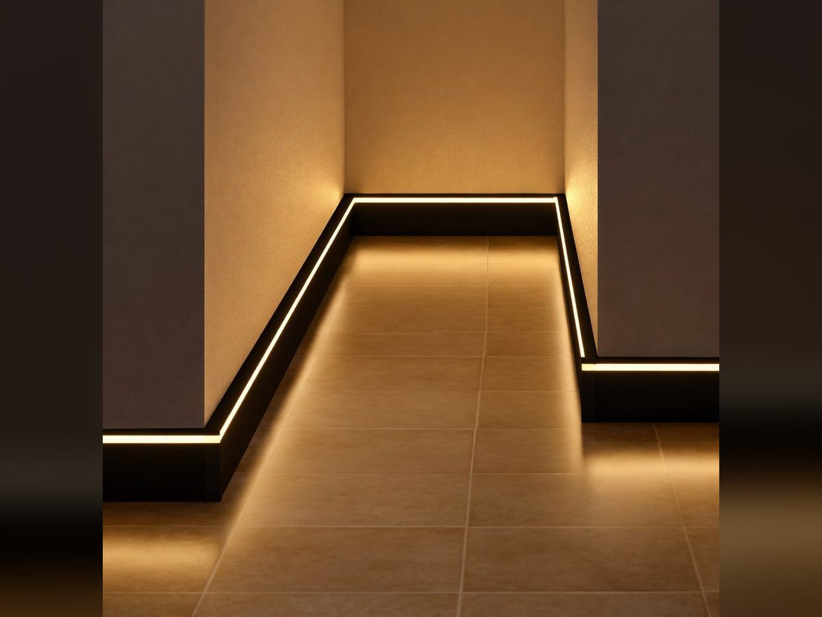 A floor-level line along a corridor