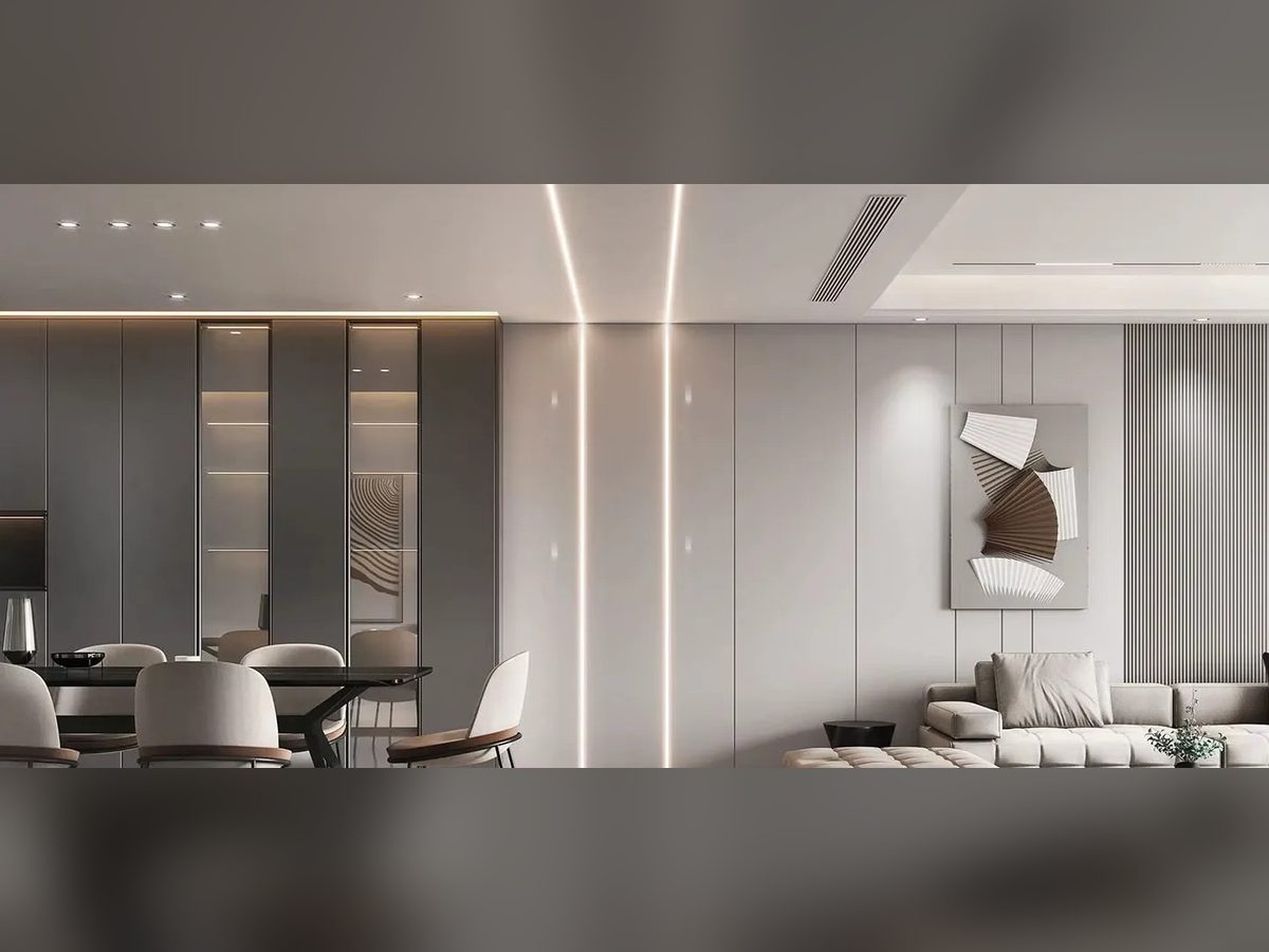 Lobby feature wall and ceiling slots